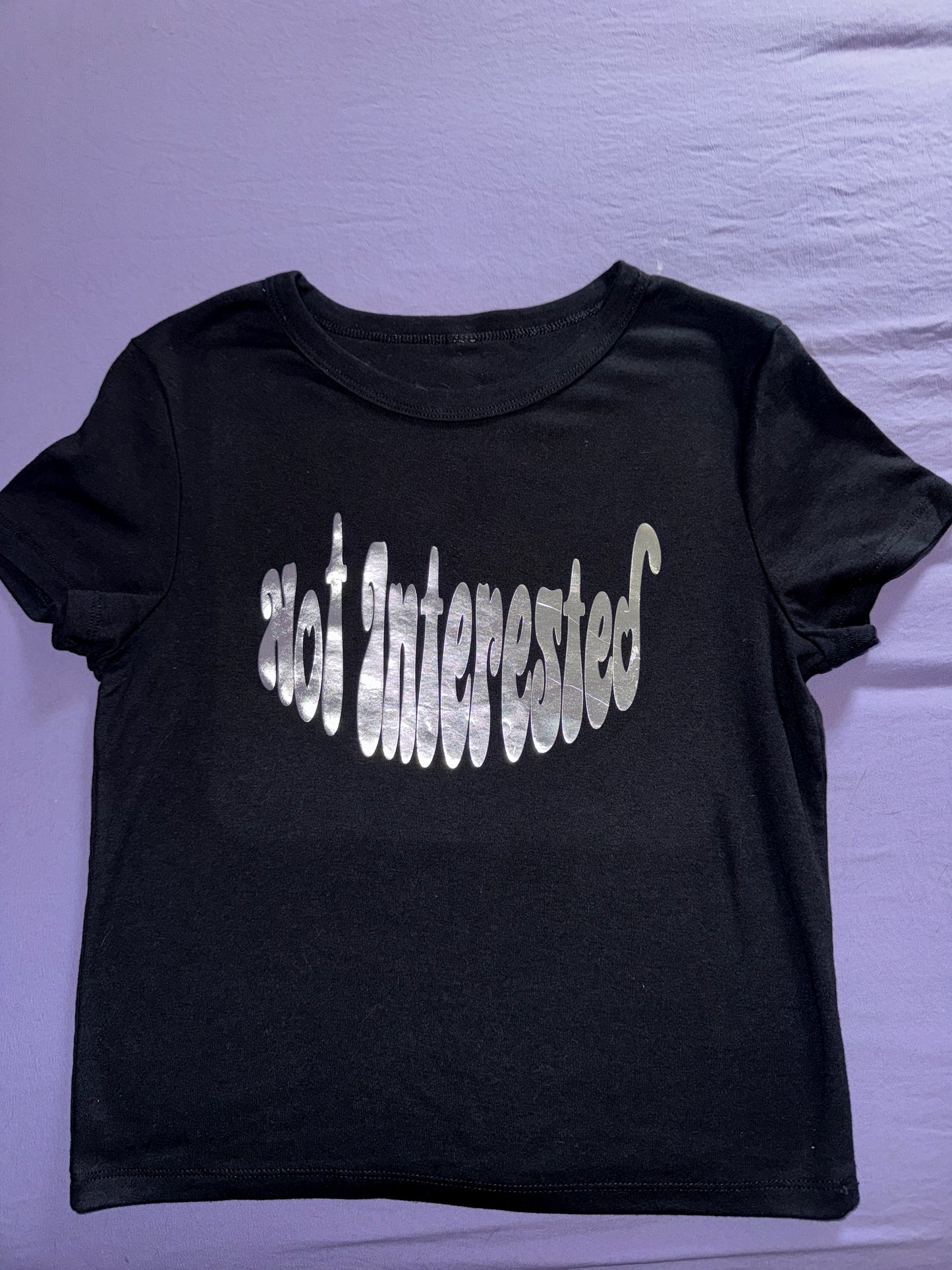 Not Interested Baby Tee black with Chrome